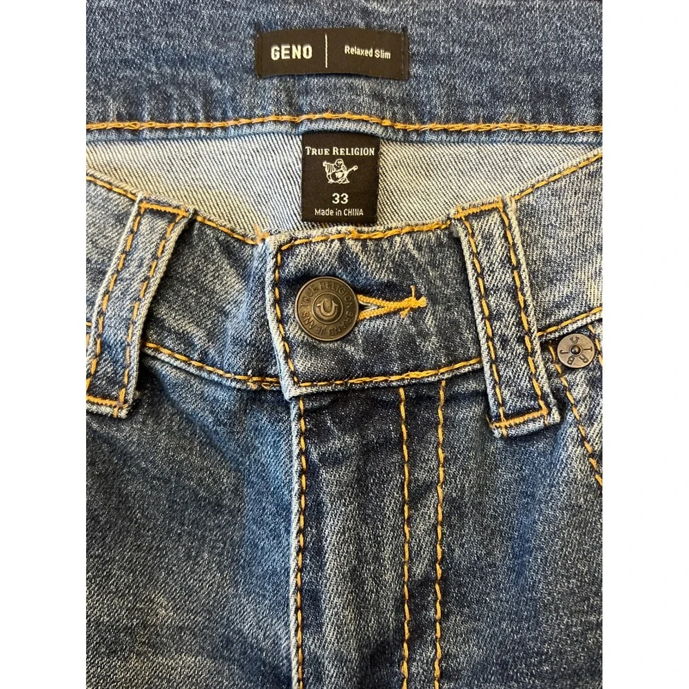 True Religion Geno Relaxed Slim Mens Jeans Dark Wash Size 33 X 34‎
